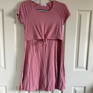 Latched Mama nursing short sleeve pink dress size small see note